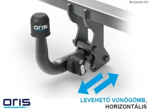 Vonóhorog Renault Captur 2013-2019 vízszintesen kivehető, kulccsal zárható, Oris, (040-183)